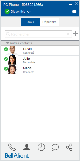 Communications unifiées de Bell Aliant Téléphone PC
